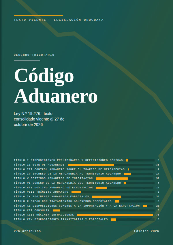 Portada de la edición en PDF de Código Aduanero, texto consolidado vigente al 27 de octubre de 2026
