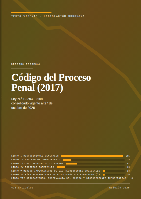 Portada de la edición en PDF de Código del Proceso Penal (2017), texto consolidado vigente al 27 de octubre de 2026