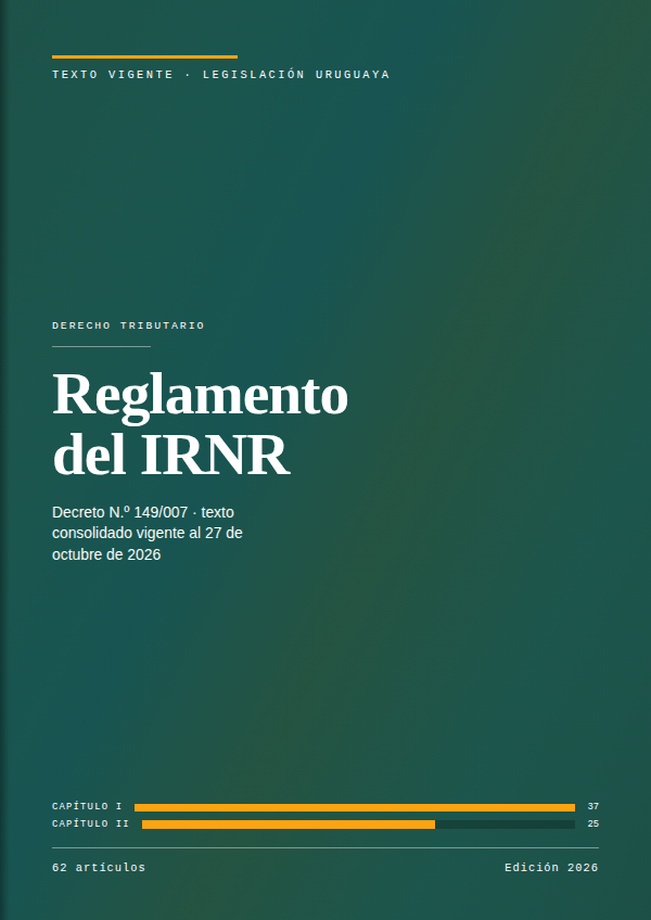 Portada de la edición en PDF de Reglamento del IRNR, texto consolidado vigente al 27 de octubre de 2026