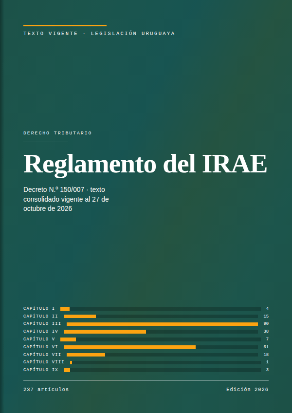 Portada de la edición en PDF de Reglamento del IRAE, texto consolidado vigente al 27 de octubre de 2026