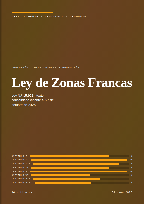 Portada de la edición en PDF de Ley de Zonas Francas, texto consolidado vigente al 27 de octubre de 2026