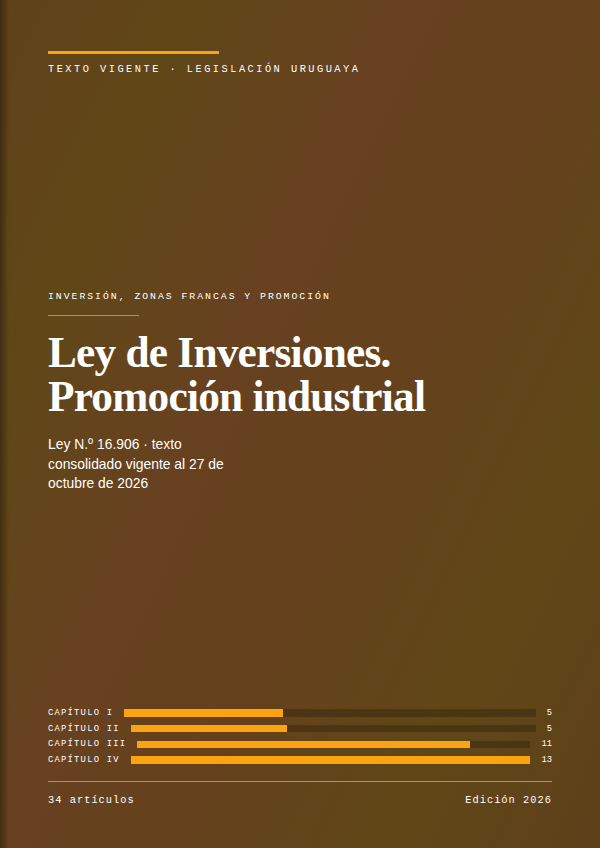 Portada de la edición en PDF de Ley de Inversiones. Promoción industrial, texto consolidado vigente al 27 de octubre de 2026