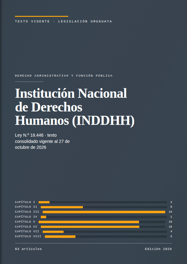 Portada de la edición en PDF de Institución Nacional de Derechos Humanos (INDDHH), texto consolidado vigente al 27 de octubre de 2026