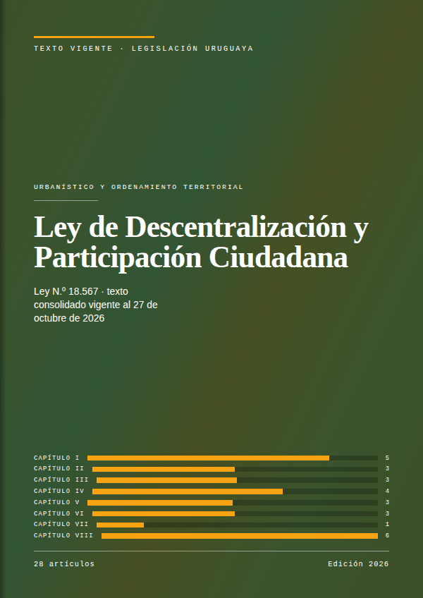 Portada de la edición en PDF de Ley de Descentralización y Participación Ciudadana, texto consolidado vigente al 27 de octubre de 2026