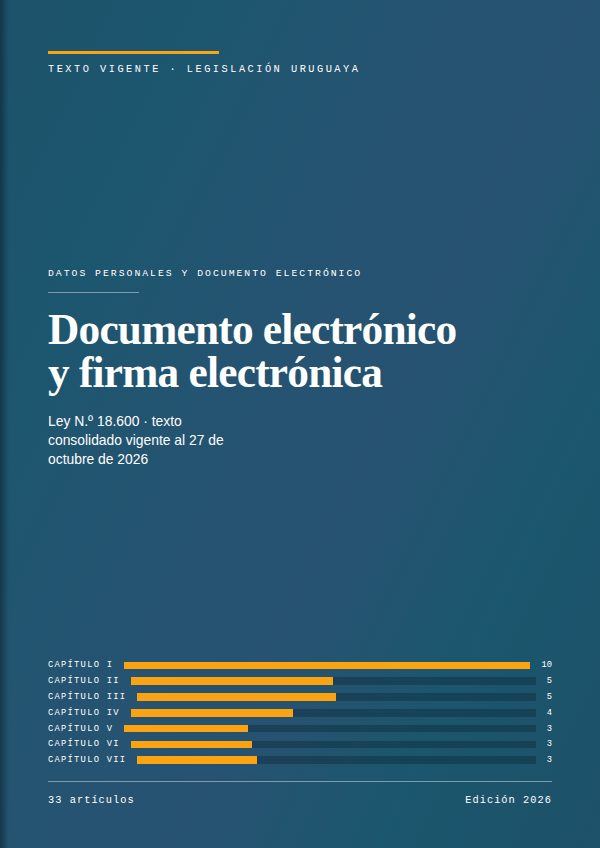 Portada de la edición en PDF de Documento electrónico y firma electrónica, texto consolidado vigente al 27 de octubre de 2026