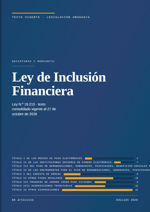 Portada de la edición en PDF de Ley de Inclusión Financiera, texto consolidado vigente al 27 de octubre de 2026