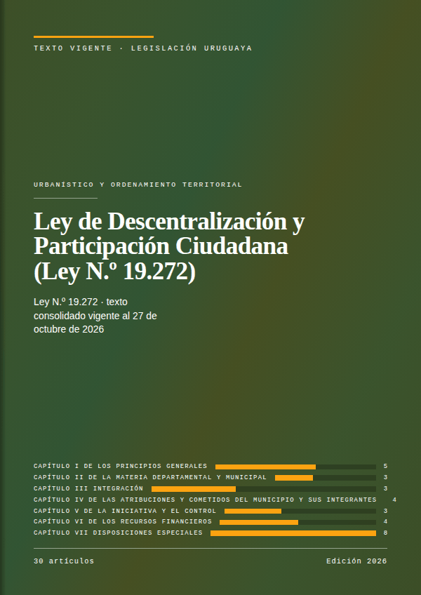 Portada de la edición en PDF de Ley de Descentralización y Participación Ciudadana (Ley N.º 19.272), texto consolidado vigente al 27 de octubre de 2026