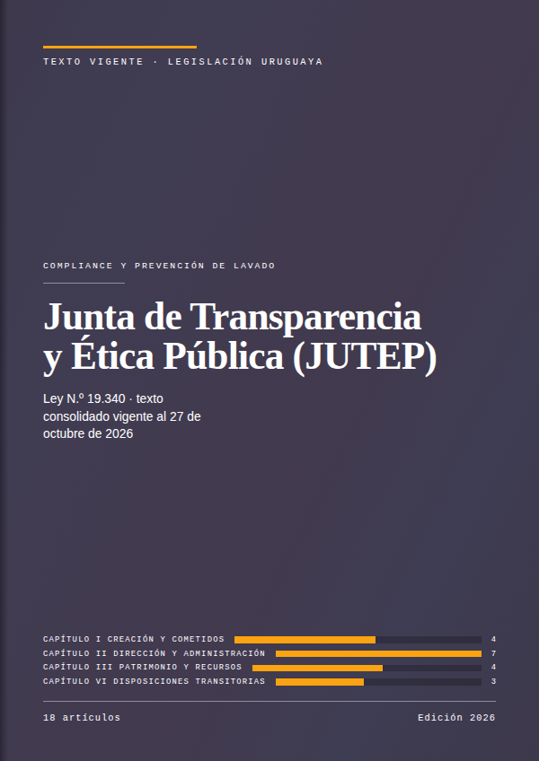 Portada de la edición en PDF de Junta de Transparencia y Ética Pública (JUTEP), texto consolidado vigente al 27 de octubre de 2026