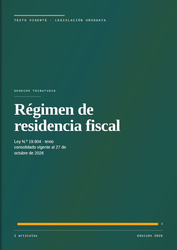 Portada de la edición en PDF de Régimen de residencia fiscal, texto consolidado vigente al 27 de octubre de 2026